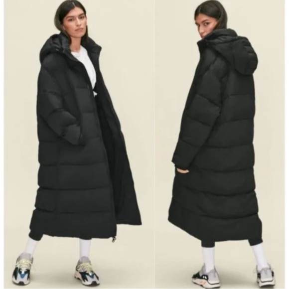 girlfriend collective Jackets & Blazers - GIRLFRIEND COLLECTIVE Black Long Recycled Puffer Coat M longline